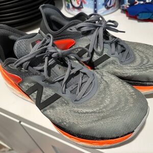 New Balance Gray and Orange Running Shoes fresh foam more v2